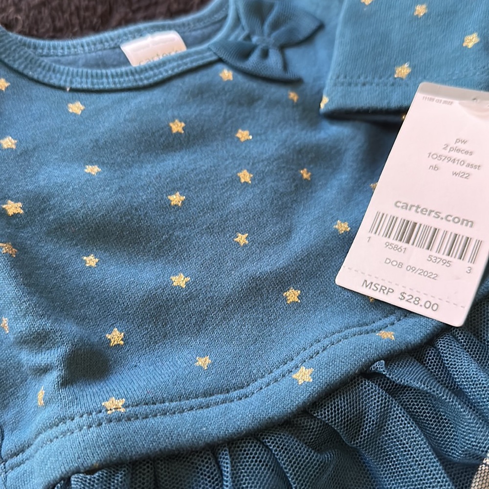Carter's 2-Piece Peplum Stars Top & Legging Set Newborn Baby & Toddler Girl NWT - Picture 5 of 15
